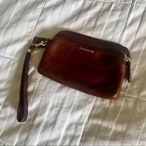 Brown Leather Coach Wristlet / Wallet